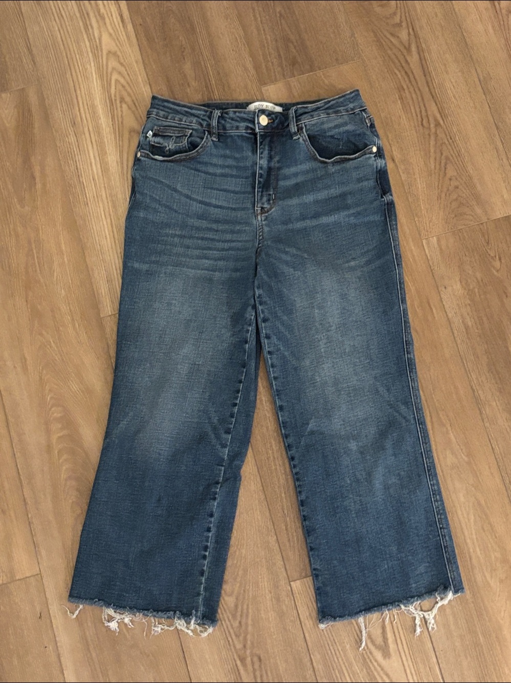 Judy Blue 11/30 JB88612 Wide Leg Crop Jeans Women’s 1/25 Raw Hem Stretch